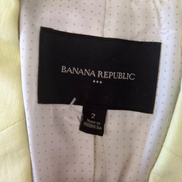 NWT Banana Republic Butter Yellow Linen Blend Blazer Size 2 Preppy Academia Twee - Picture 2 of 13